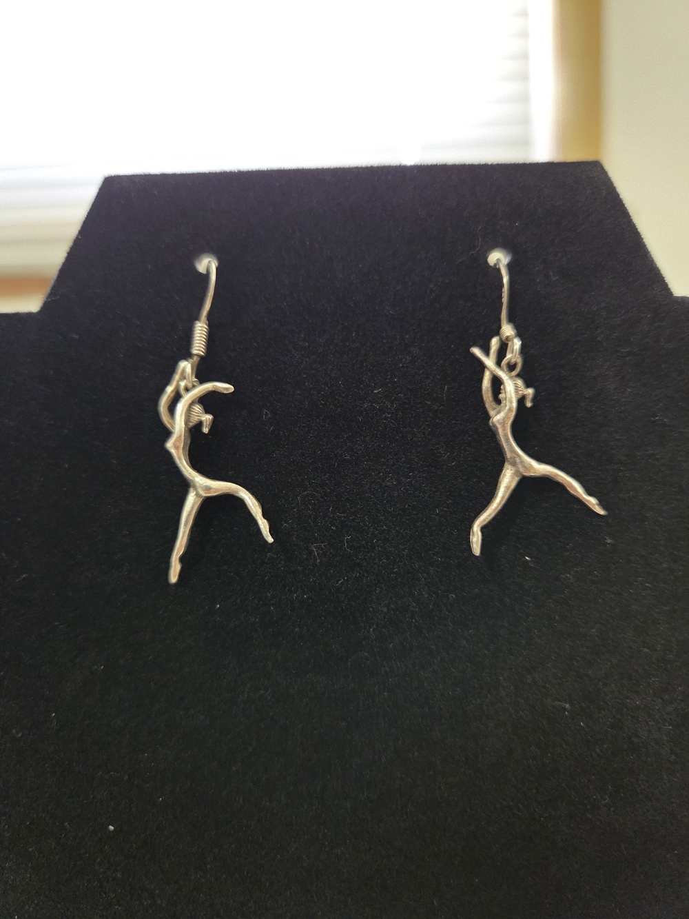 925 Sterling Silver Dancer Figure Drop Earrings